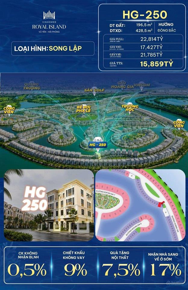 Song lập hoàng gia hg250 viu cây xanh ngay đầu vào nội khu
