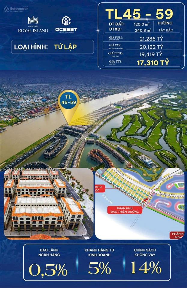 Tứ lập view sông tl45  59, căn tứ lập vị trí đẹp, tiềm năng tăng giá vượt trội