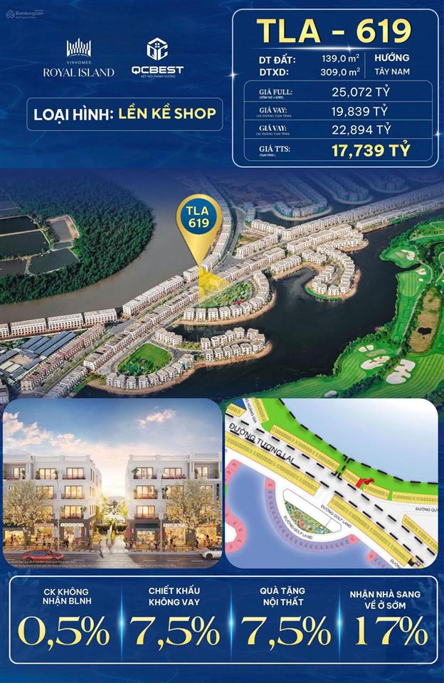 Tla 619 căn shopshouse sở hữu vị trí đẹp nằm trên trục đường đắt giá lưu lượng khách qua lại đông