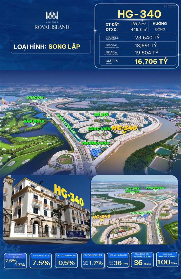 Song lập hoàng gia hg340 sở hữu hai mặt thoáng | vinhomes royal island