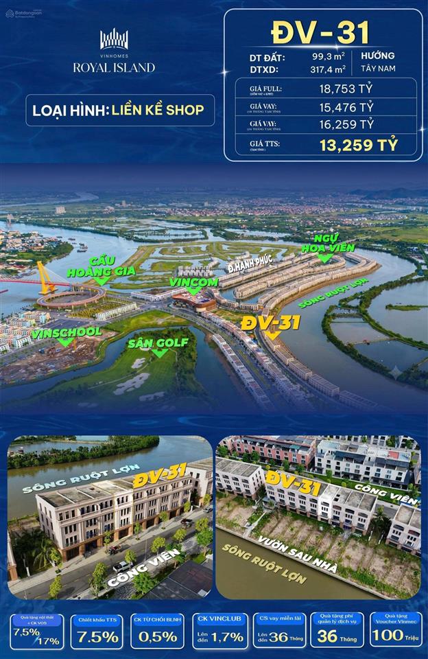 Liền kề đv31 sở hữu hai mặt thoáng viu sông tự nhiên | có sân vườn sau nhà | vinhomes royal island