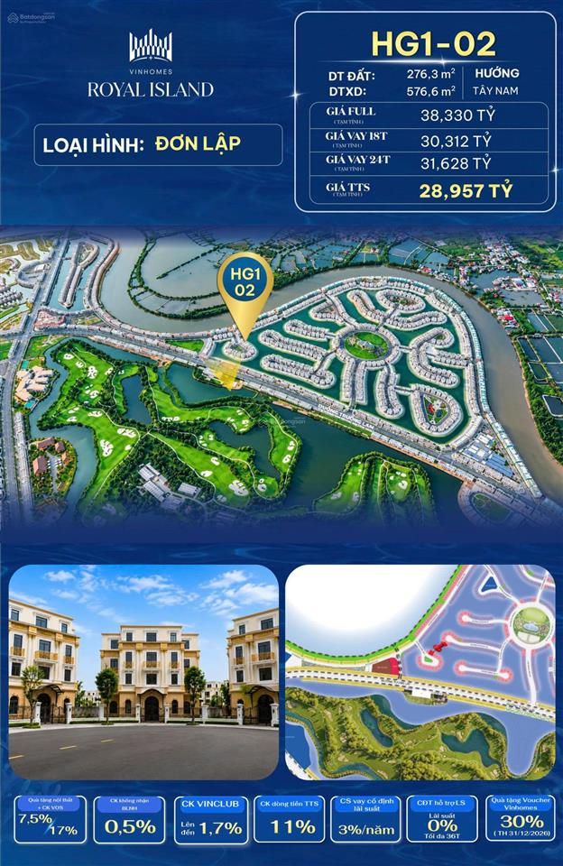 Đơn lập hoàng gia hg102 căn đẹp giá siêu tốt, trước nhà công viên, sau nhà view biển