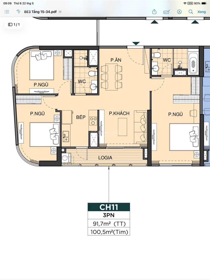 Giá tốt nhất thị trường  căn 3pn đẹp hiếm còn sót lại