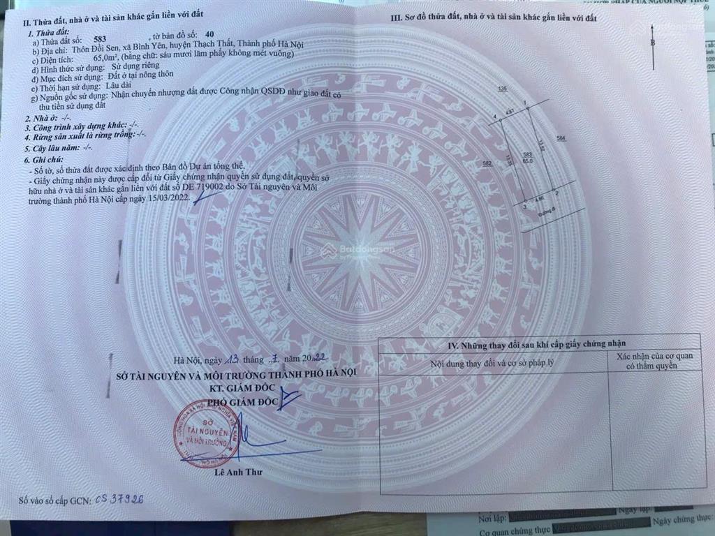 Chính chủ hạ giá đất đẹp thôn đồi sen