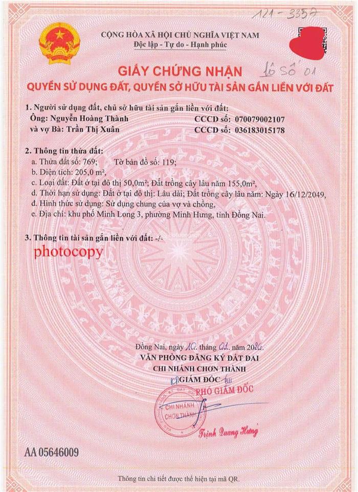 Bán đất quá ngộp chơn thành, đường nhựa 32m, giá 400tr (0969 467 ***)
