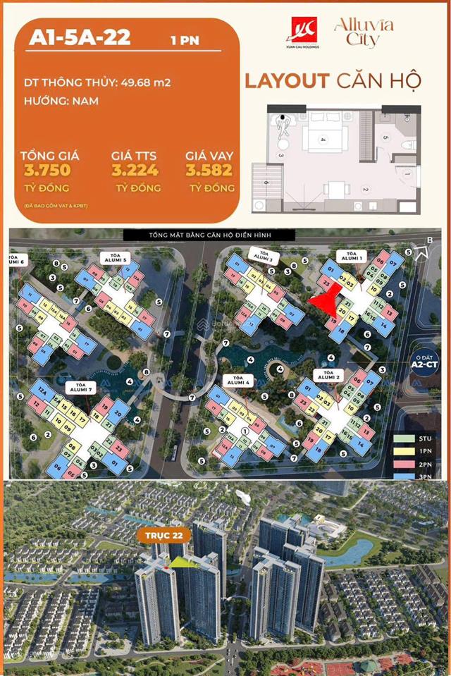 Bán 1pn + alumi xuân cầu giá thanh toán sớm 3,2 tỷ