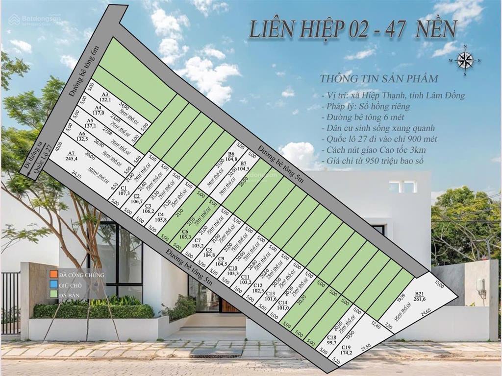 Bán đất liên hiệp, đường nhựa 5m  cách sân bay 5km  sổ riêng  giá 860tr