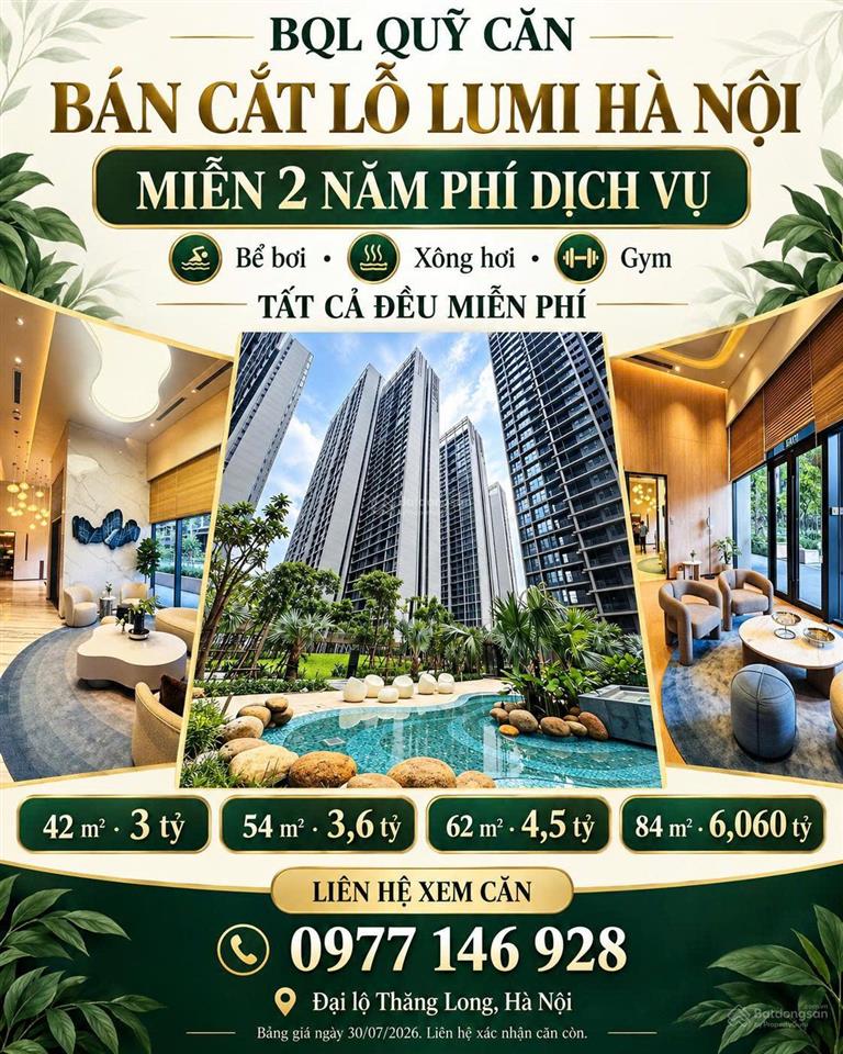 Bql quỹ căn bán cắt lỗ lumi hà nội đã nhận nhà full nội thất.  0977 146 ***