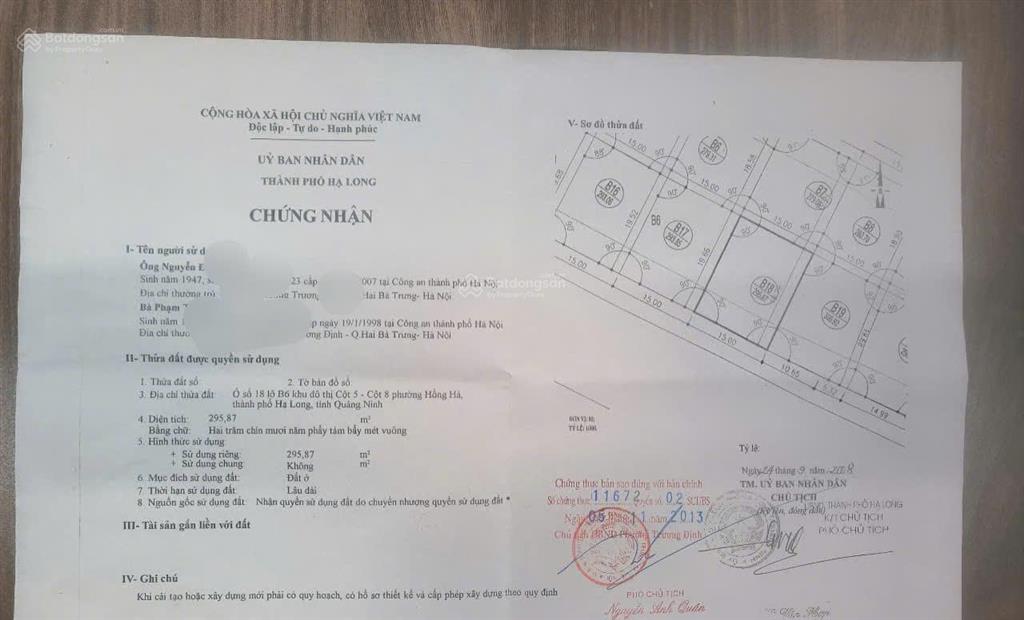 Cần tiền bán gấp ô đất bt mặt đường trần quốc nghiễn, hạ long.  0915 069 *** (hương)