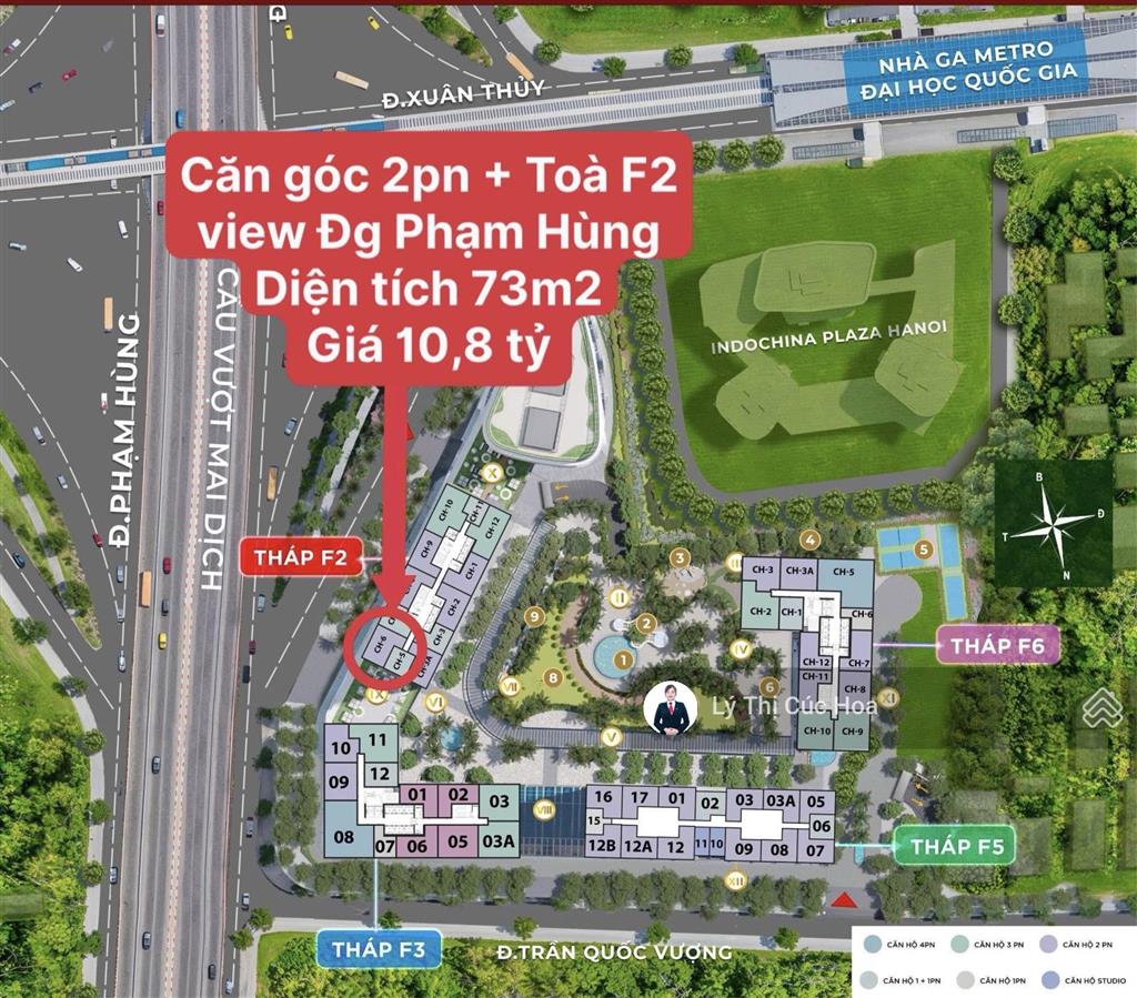 (độc quyền)căn góc 2pn giá 10,8 tỷ diện tích 75,3m2, view ngã tư phạm hùng, toà sun feliza cầu giấy