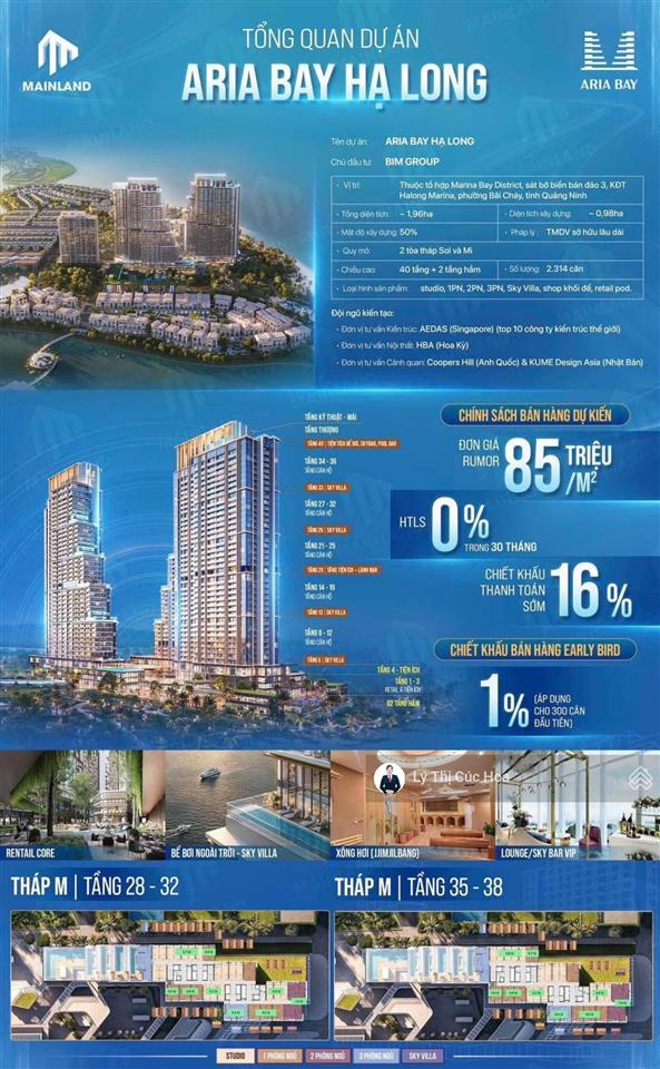 Suất ngoại giao studio view biển hạ long aria bay 2,7tỷ full giá nội thất chiết khấu 16%, htls 24t