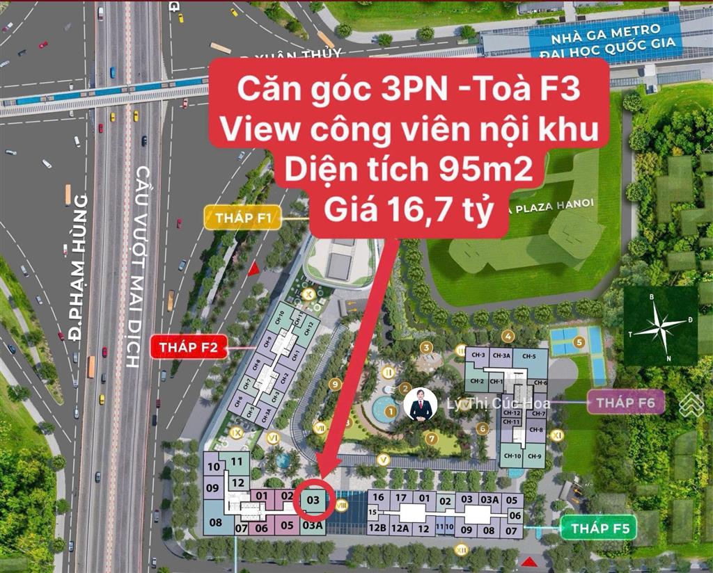 ( nổi bật ) góc 3pn giá 16.7 tỷ diện tích 95m2 tầng cao view trọn cv nội khu sun feliza cầu giấy