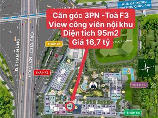 ( nổi bật ) góc 3pn giá 16.7 tỷ diện tích 95m2 tầng cao view trọn cv nội khu sun feliza cầu giấy