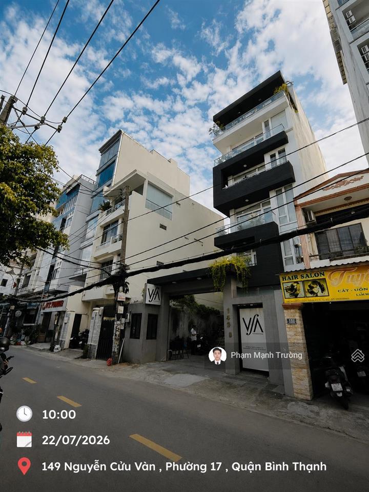 Tòa nhà vp  mt nguyễn cửu vân, 8,2x25m, hầm 7 tầng, hđt 150 triệu/tháng