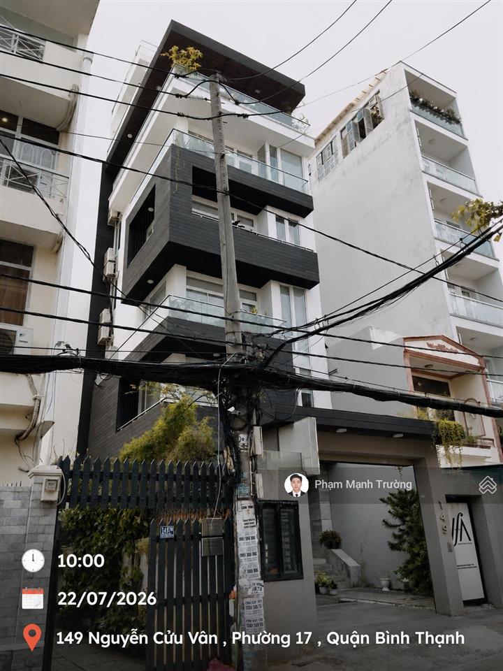 Tòa nhà vp  mt nguyễn cửu vân, 8,2x25m, hầm 7 tầng, hđt 150 triệu/tháng