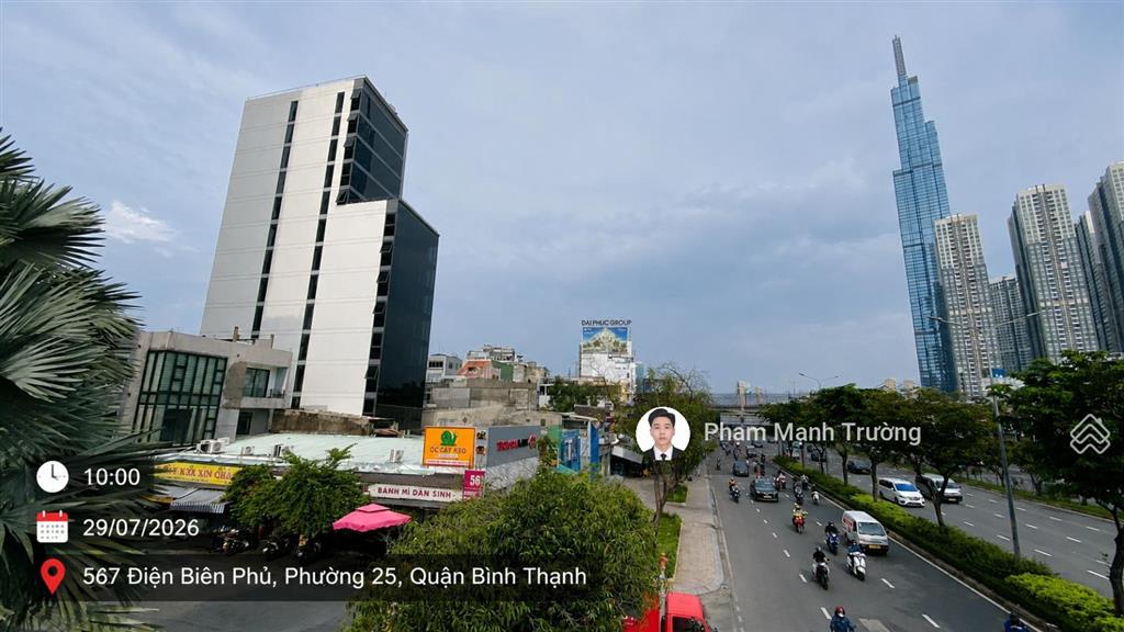 Cao ốc văn phòng  2 hầm 13 tầng, số 567 điện biên phủ, 12x43m, thuê 1,5 tỷ/tháng