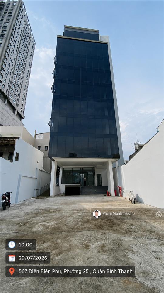 Cao ốc văn phòng  2 hầm 13 tầng, số 567 điện biên phủ, 12x43m, thuê 1,5 tỷ/tháng