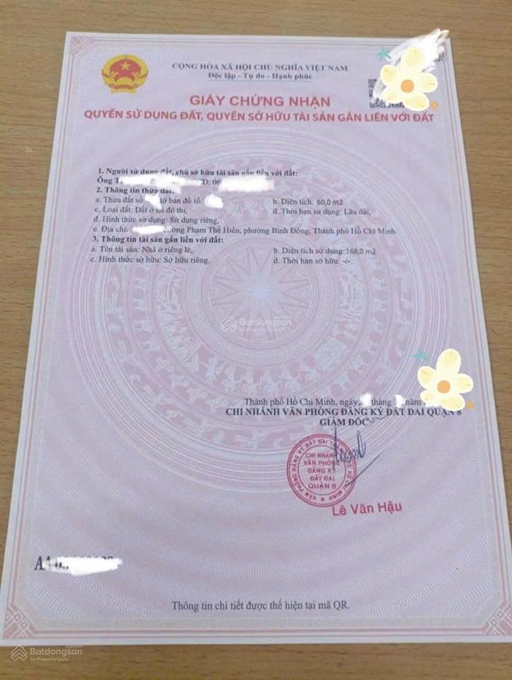 Bán nhà hẻm xe hơi phạm thế hiển, p4,q8 4x15 sổ riêng 3 tấm 4 pn 3wc nhà còn mới