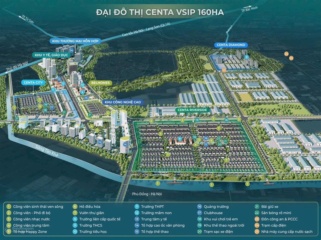 Bán biệt thự song lập 225m centa riverside vsip bắc ninh view sông giá gốc chủ đầu tư