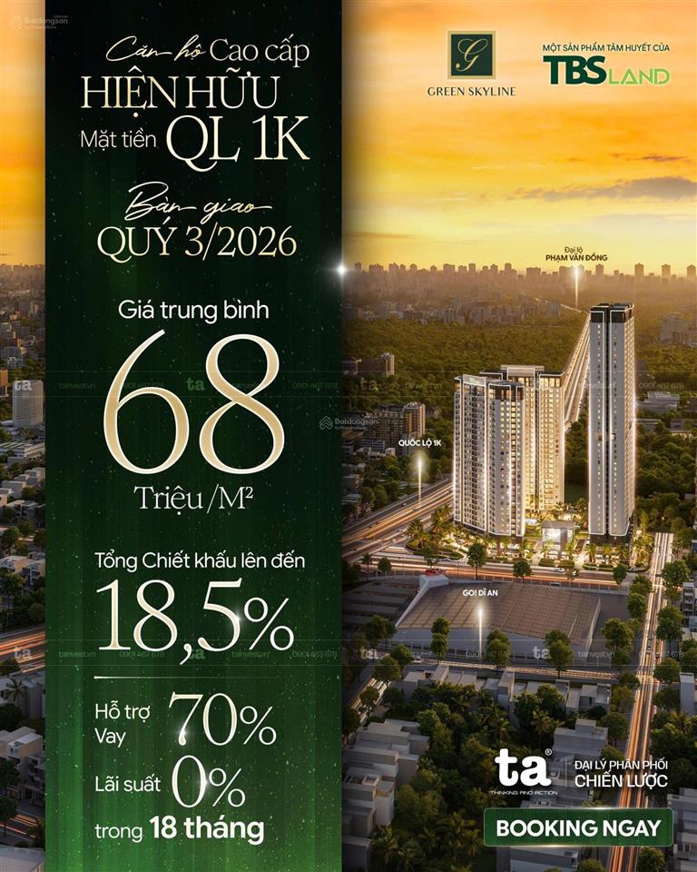 Cung cấp đẹp nhất dự án green skyline cđt tbs land |cc đã xây xong, chiết khấu lên đến 18%