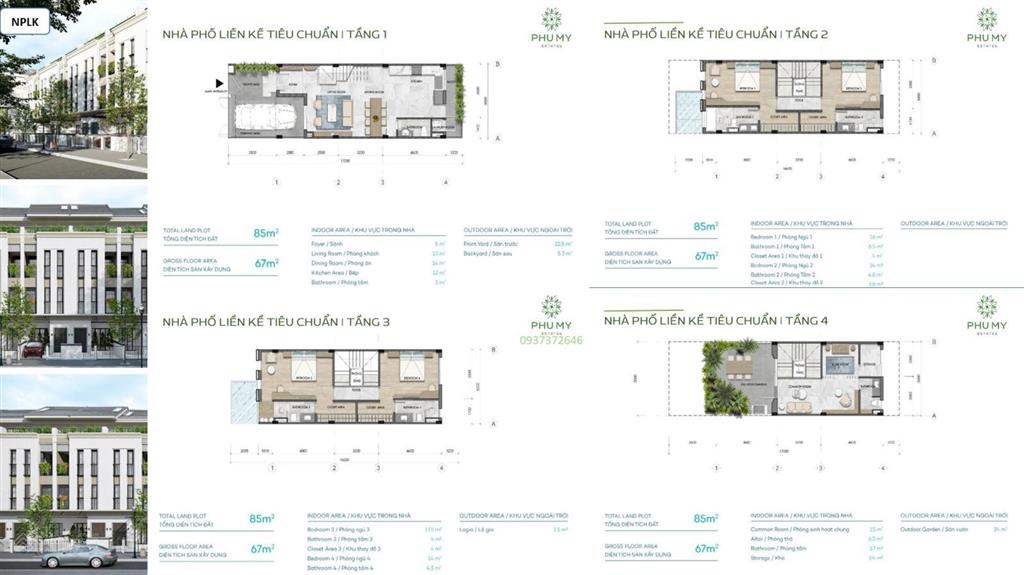 Nhà phố 4 tầng chuẩn resort  230m² sử dụng  sổ sẵn từng lô 4,4 tỷ, thanh toán nhẹ 4 năm