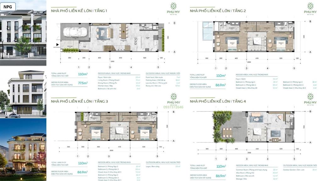 Nhà phố 4 tầng chuẩn resort  230m² sử dụng  sổ sẵn từng lô 4,4 tỷ, thanh toán nhẹ 4 năm