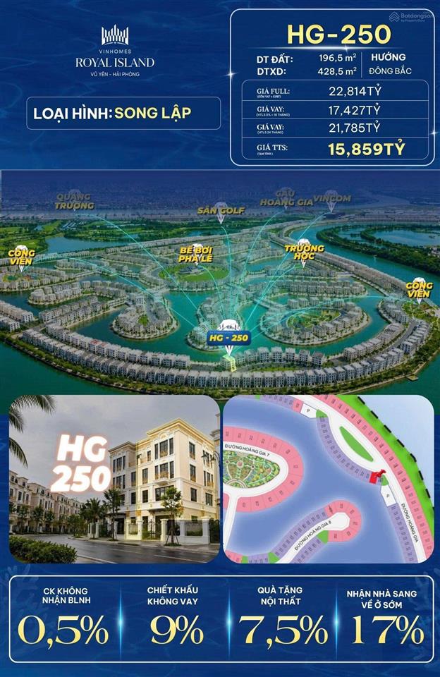 Hg  250 song lập 3 mặt thoáng thiết kế cao cấp giữa tâm điểm đảo thượng lưu vri