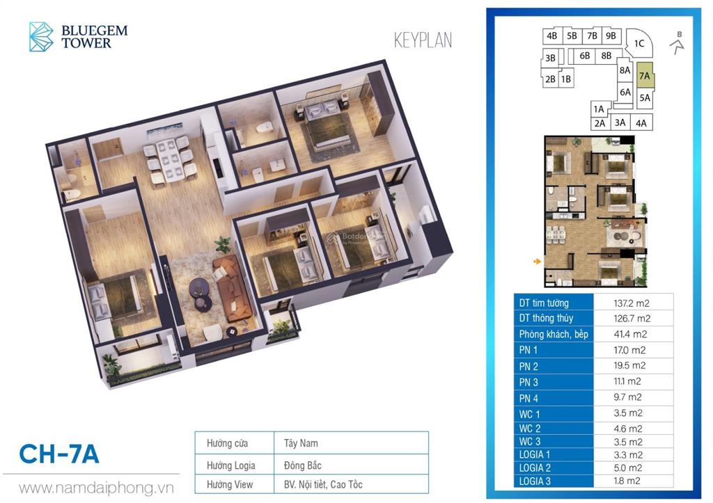 Bluegem tower pháp vân căn 3pn tầng trung, giá 67,74tr/m2 nhận nhà ở luôn, xem nhà thực tế tầng 5