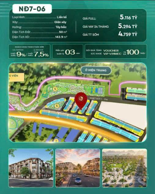 Bán liền kề nđ 50m cạnh khu ẩm thực và bể bơi nổi tại vinhomes hạ long xanh giá 3,5 tỷ