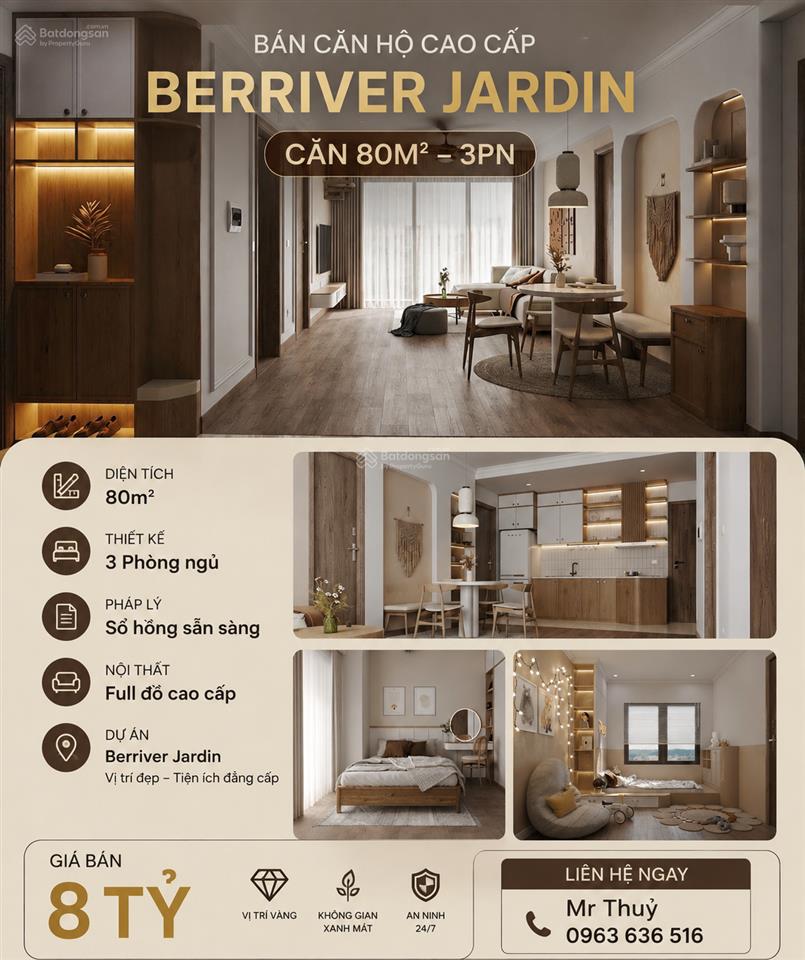 Căn hộ 3pn đẹp nhất tầm giá tại berriver jardin sẵn sổ, full nội thất