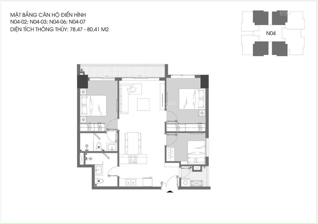 Bán căn 2pn 80m2  3pn 2vs hàng hiếm tại berriver jardin