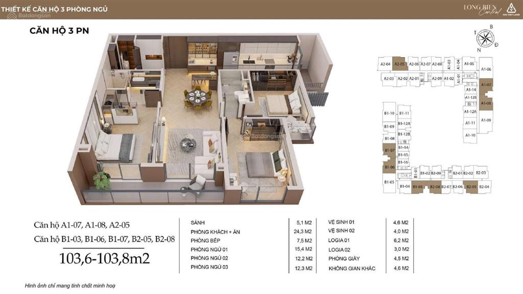 Bán cc 3pn, 2wc tại long biên central, 12 tỷ, 103m2