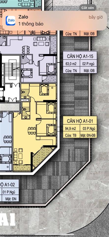 Căn góc a101 94,9m | 3 phòng ngủ  một trong những căn đẹp mặt bằng tòa a1 ruby riverside