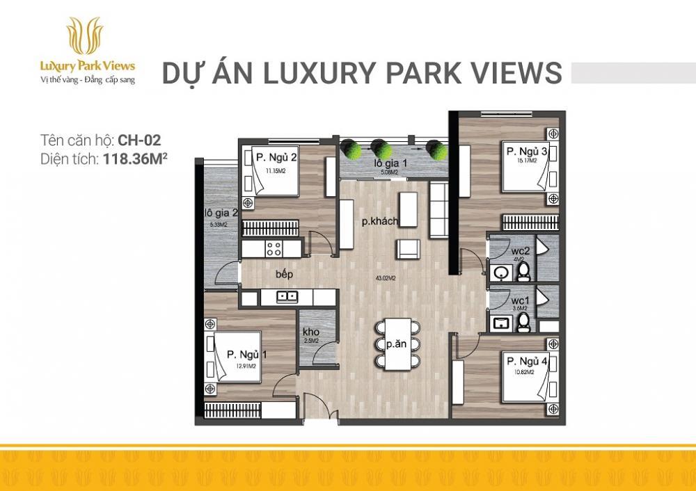 Chính chủ bán căn hộ 128m2 4pn, bc view công viên cg, tại luxury park view, giá 13,9 tỷ. 0962 636 ***