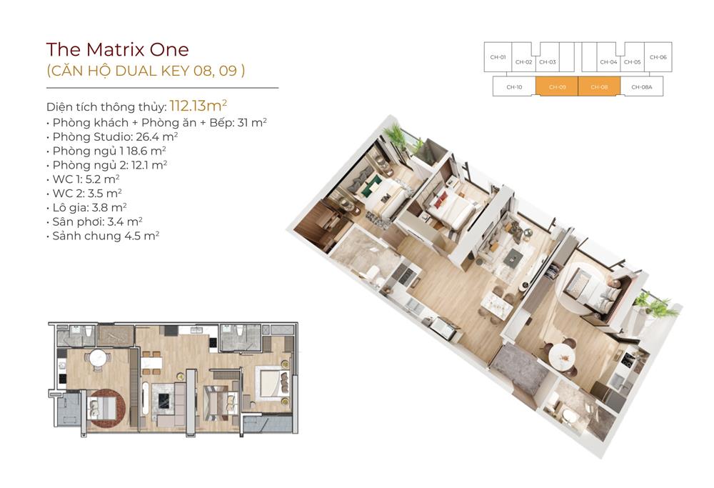 (hiếm) bán căn hộ lớn 345m2 chưa đập thông, view hồ, bcông tn, tại the matrix one, giá thoả thuận
