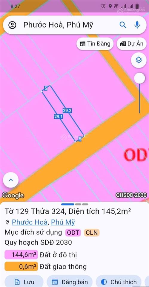 Bán lô đất trung tâm phường phước hòa giá chỉ 1.xx tỷ