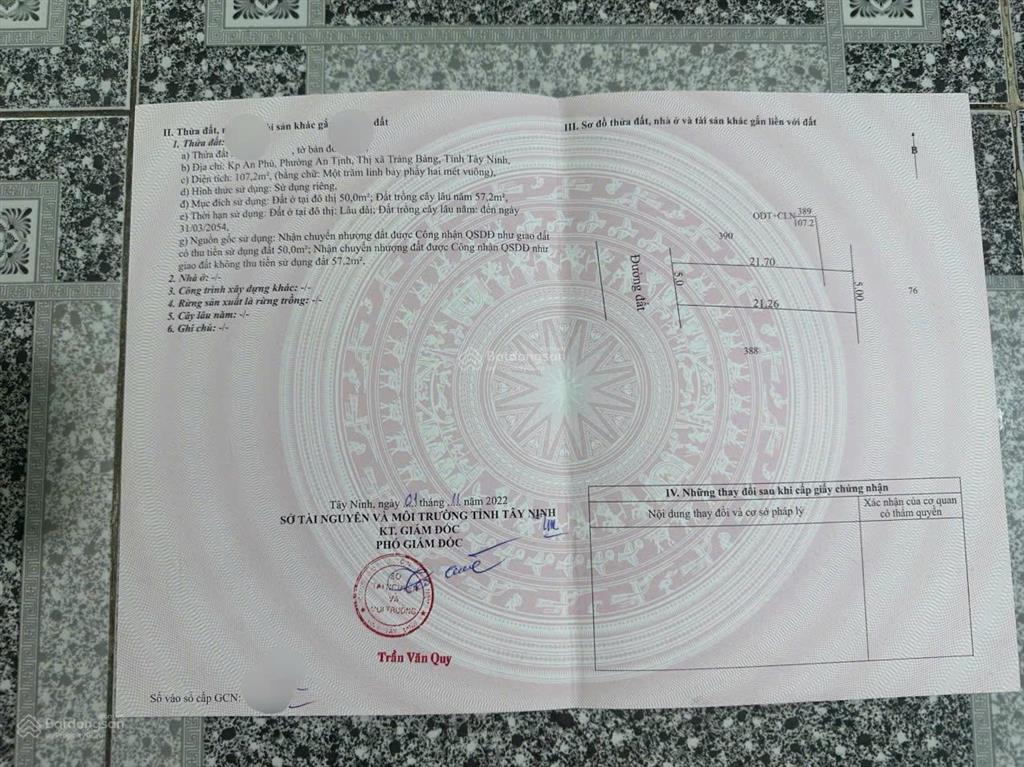 Chính chủ gửi bán gấp lô đất 107m2 giá 550 triệu mt đường an phú ngay khu công nghiệp trảng bàng