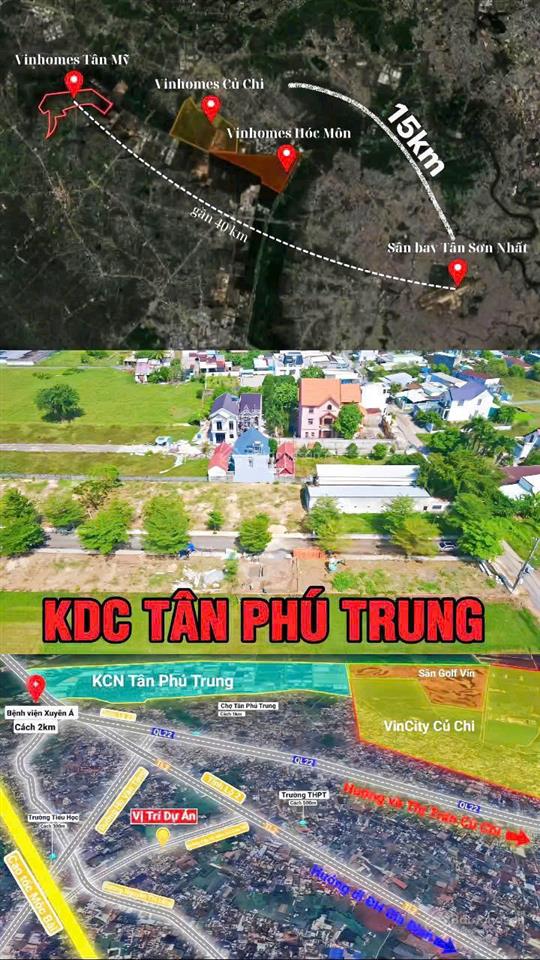 Tôi bán gấp lô đất 80m2 full đất thổ cư giá 1tỷ2 ngay trung tâm xã tân phú trung sổ hồng riêng