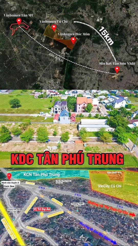 Tôi cần bán lô đất 100m2 giá 1tỷ790 ngay khu công nghiệp tân phú trung huyện củ chi sổ hồng riêng