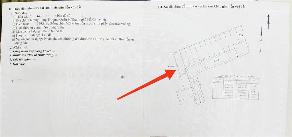 Bán đất 150m2 vuông vắn full thổ cư hẻm 218 võ văn hát p. long trường gần khu công nghệ cao q9