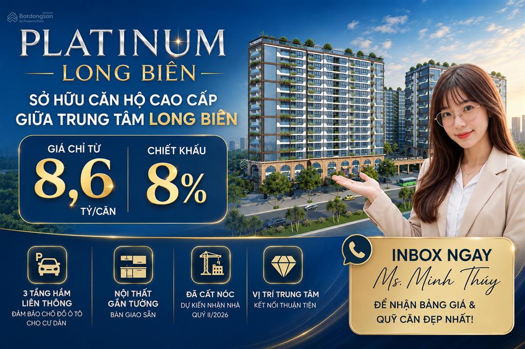 Sở hữu căn hộ cao cấp giữa trung tâm long biên  giá từ 8,6 tỷ, chiết khấu 8%  quý 2/2026 nhận nhà