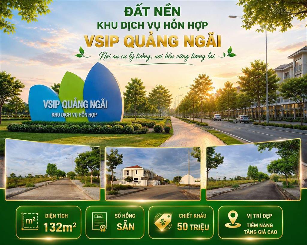 Bán đất khu dịch vụ hỗn hợp vsip quảng ngãi đón đầu không gian sống mới phía bắc quảng ngãi