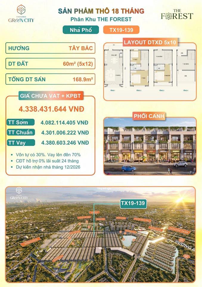 Trực tiếp chủ đầu tư vinhomes. chỉ 4 tỷ/căn vốn ban đầu 600 triệu + xe vf3