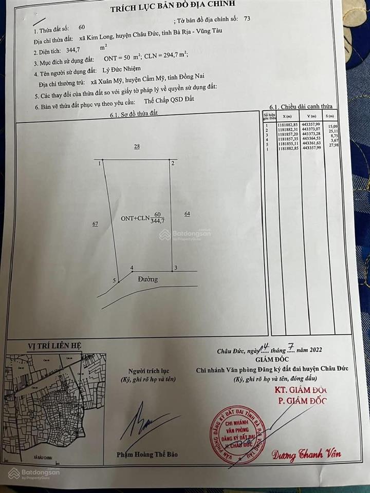 345m2  xã kim long  12x25m  chỉ 1,3 tỷ tl