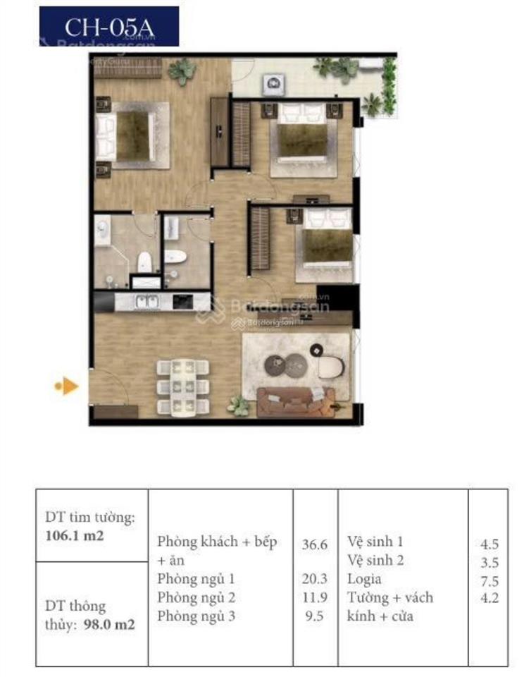 Bán căn hộ 106m2, 3pn số 05a chung cư bluegem thanh trì, nguyên bản cđt