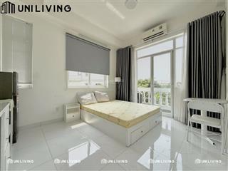 [q.9] cho thuê căn hộ ban công rộng 32m2 full nội thất ở liên phường cạnh vòng xoay liên phường