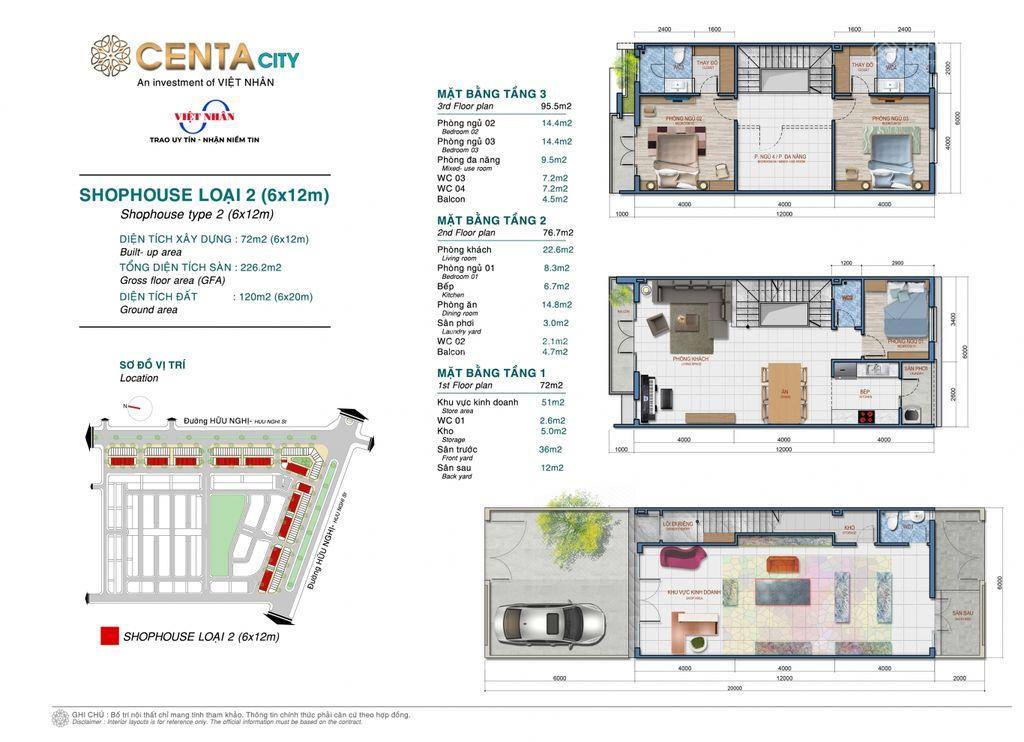 Cần bán gấp căn shophouse sh2 centa city mặt phố đi bộ, đang cho thuê 17tr/tháng
