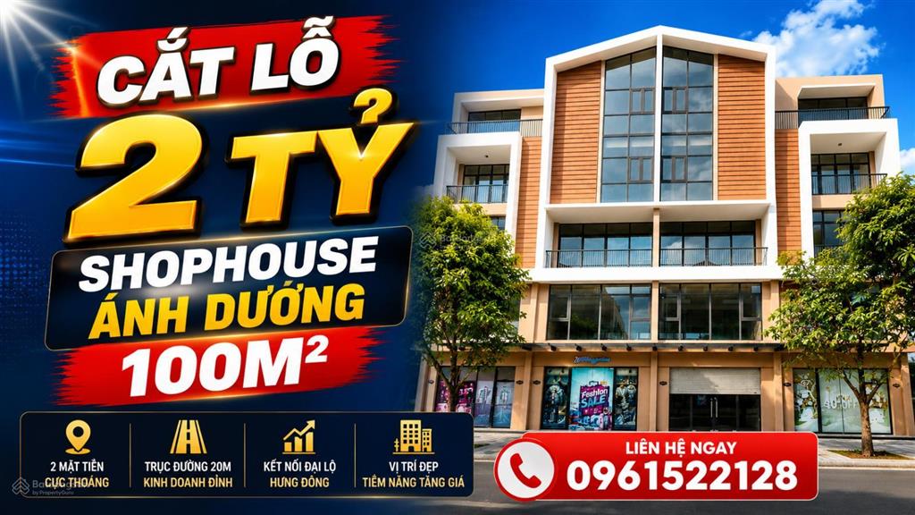 Cắt lỗ 2 tỷ căn shophouse 2 mặt tiền 100m2 đẹp hiếm tại ánh dương  ocean park 3