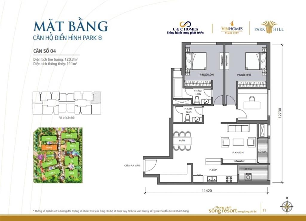 Gia đình bán căn 3 p ngủ góc  120m2 tòa park 8 times city, giá nhỉnh 15 tỷ.  0944 537 ***