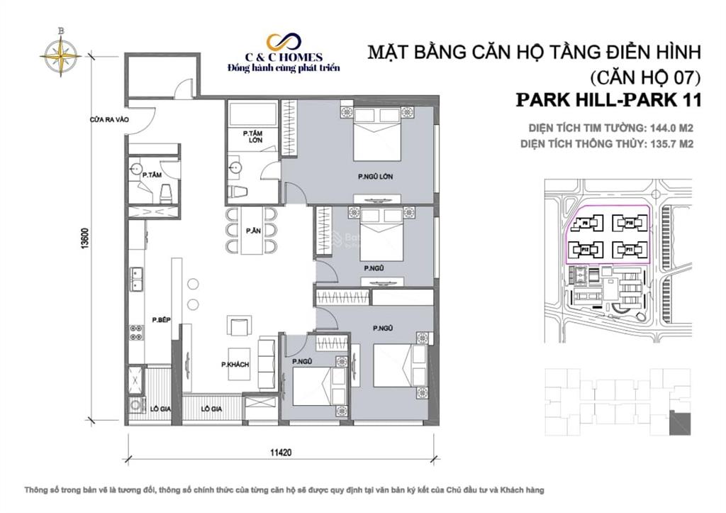 Chính chủ gửi bán 4pn góc 144m2 toà park 11, chỉ 19 tỷ.  0944 537 ***